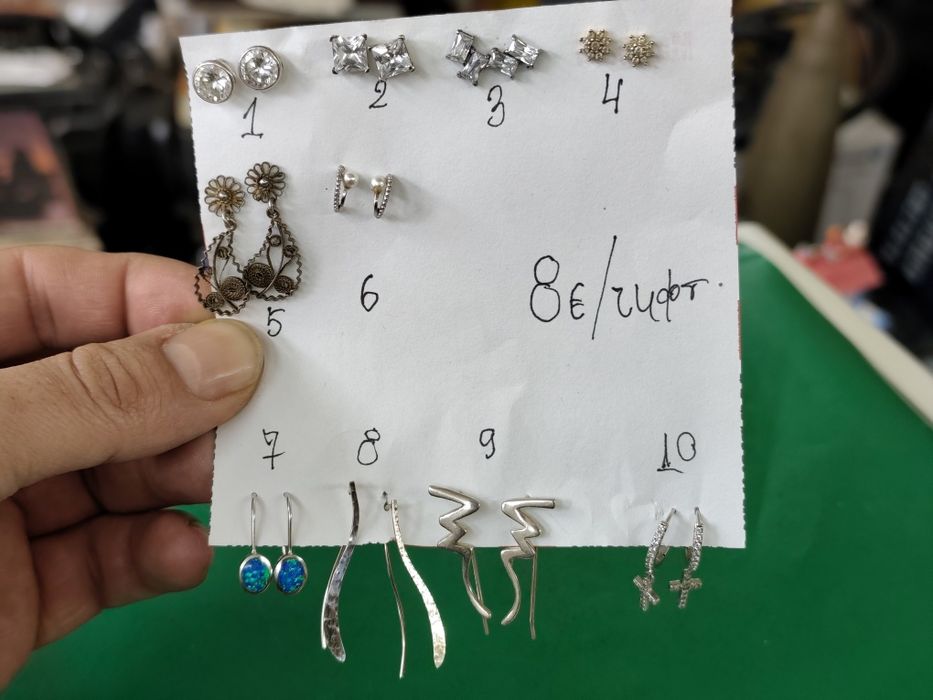 Сребърни обеци 925 8 чифта