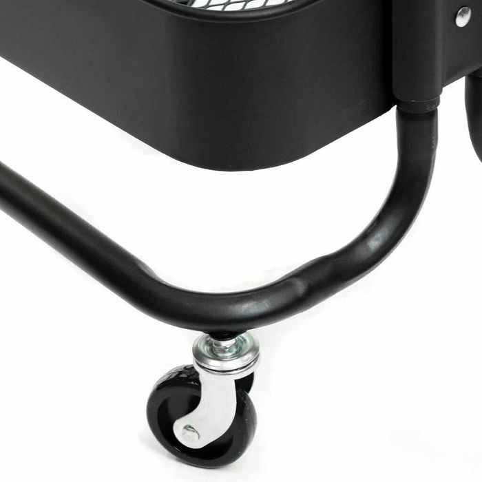 Этажерка на колесах 3-х ярусная черная, прочная и вместительная