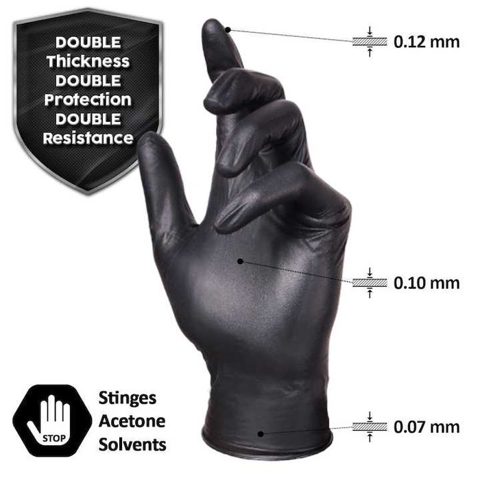 Здрави Автосервизни Черни Нитрилни Ръкавици 6.5 гр.