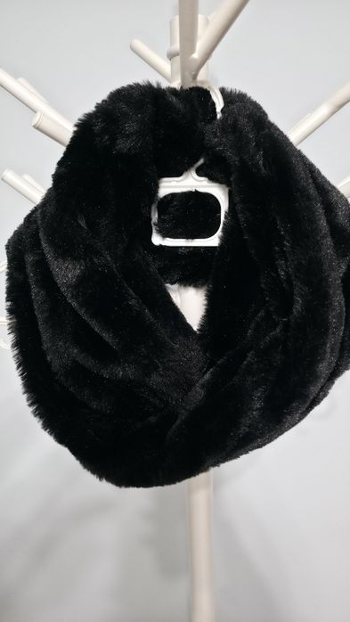 Fular dama, imitație blană, marime universala, negru