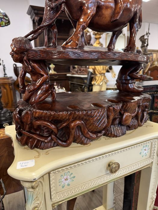 Statuetă veche din lemn masiv sculptata manual – Tematică Asiatică