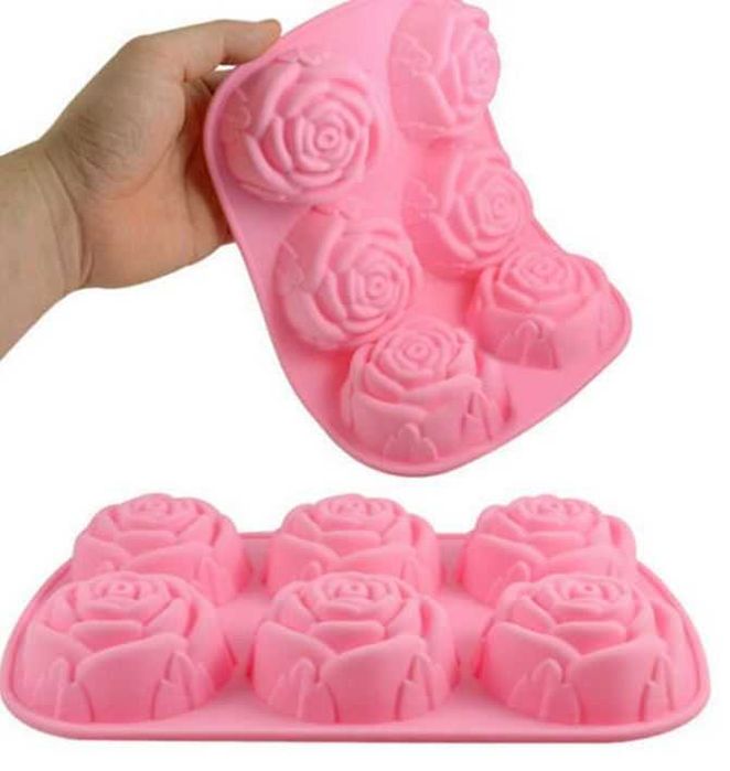 3D силиконови рози от 6бр молд, калъп, форма за декорация, фондан НОВО
