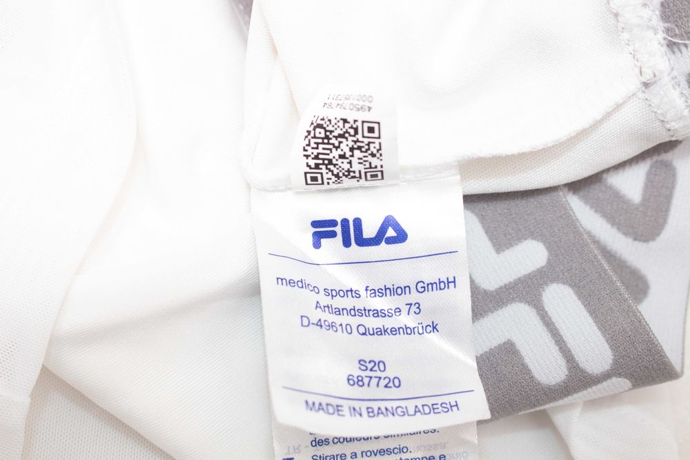 Fila оригинална дамска блуза мрежа бяла дълъг ръкав кроп с бюстие S