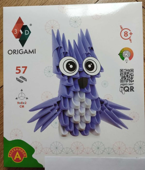 3D игра оригами, Александър, сова, 57 бр. (НОВО)