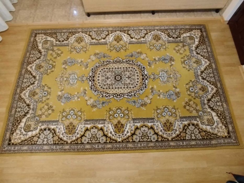 Covor persan din lana, clasic,  mustar