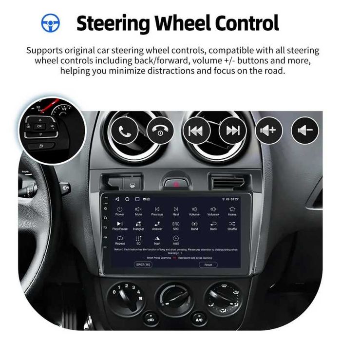 FORD Fiesta mk5 2002-2008 9” 2-DIN мултимедия с Android’15, 4GB/64GB, CarPlay и AndroidAuto