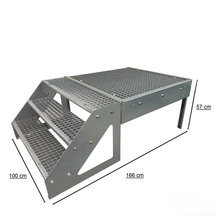 Метално стълбище с площадка 3 стъпала | Свободностоящо | Поцинковано