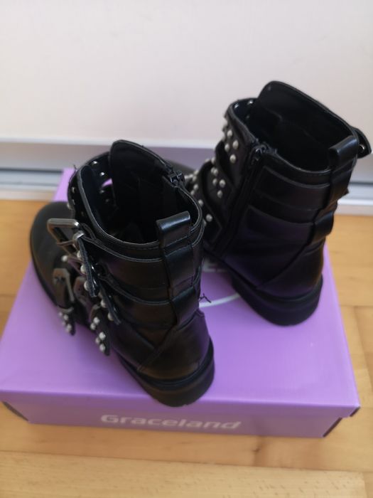 Bocanci ghete dama negre tinte rock 38