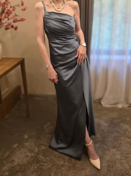 Сатенена Рокля - Евкалиптово / Маслинено Зелено