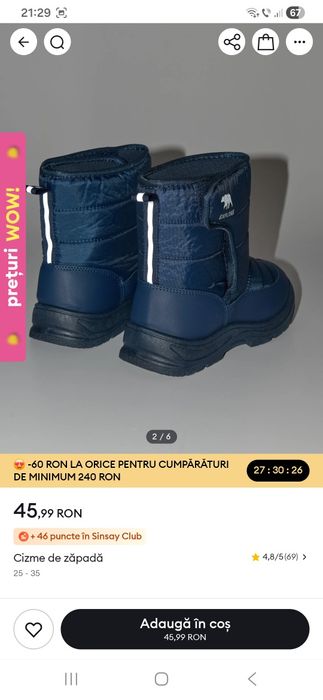 Cizme zăpadă noi cu etichetă mărimea 32