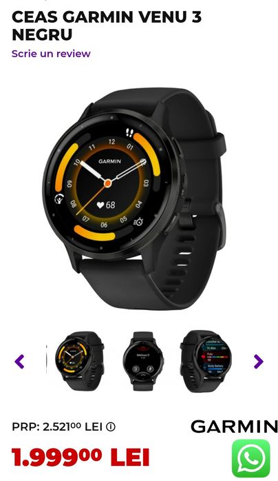 Ceas Garmin Venu 3 Negru