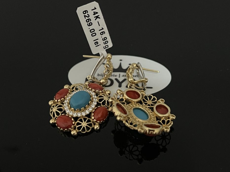 Bijuteria Royal CB : Cercei dama aur 14k 16,99gr 4,5cm