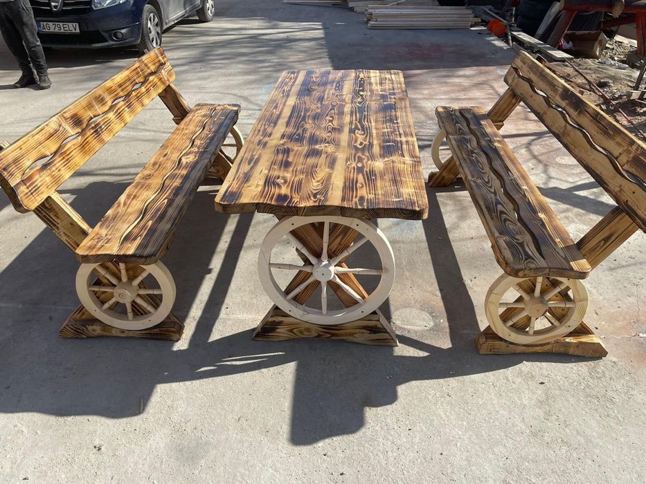 masă rustică din lemn masiv – lucrată manual | la comandă
