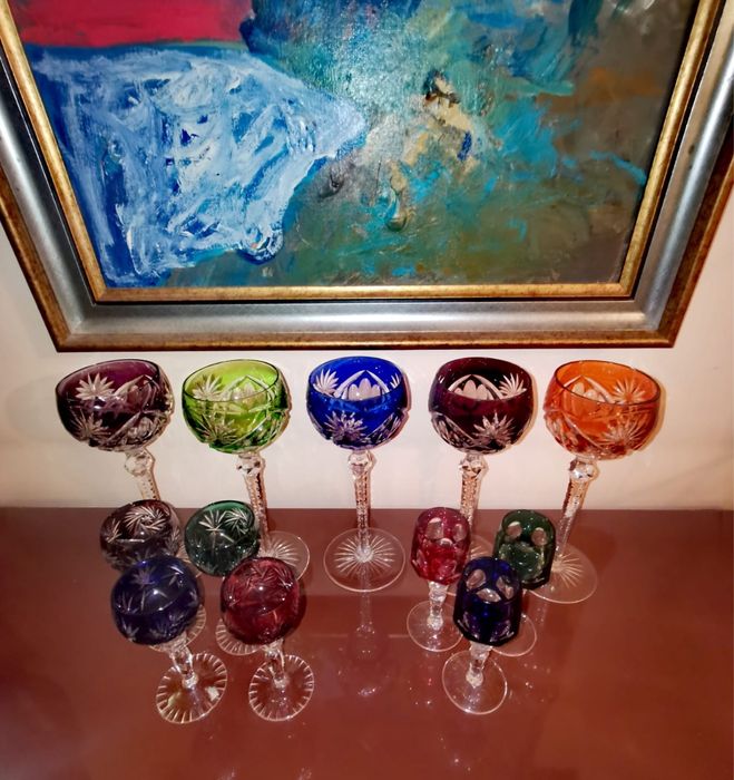 Антикварни цветен кристал чаши Nachtmann "Traube"  Зап. Германия 70те