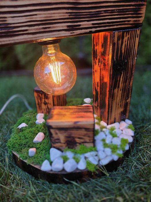 LAMPĂ DECORATIVĂ din lemn natural