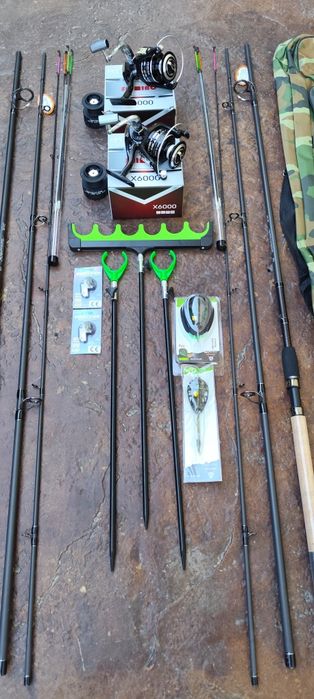 Set Feeder Complet,2 Lansete,2 Mulinete,Senzori,Suporți,Geanta,Monturi