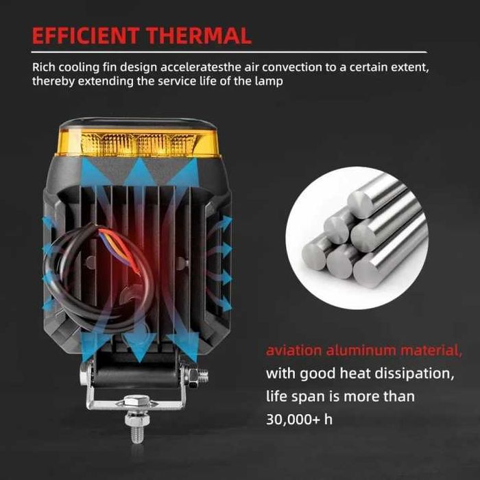 90W LED Халоген Диоден Фар с Аварийна Светлина Блиц Маяк Боен Фар