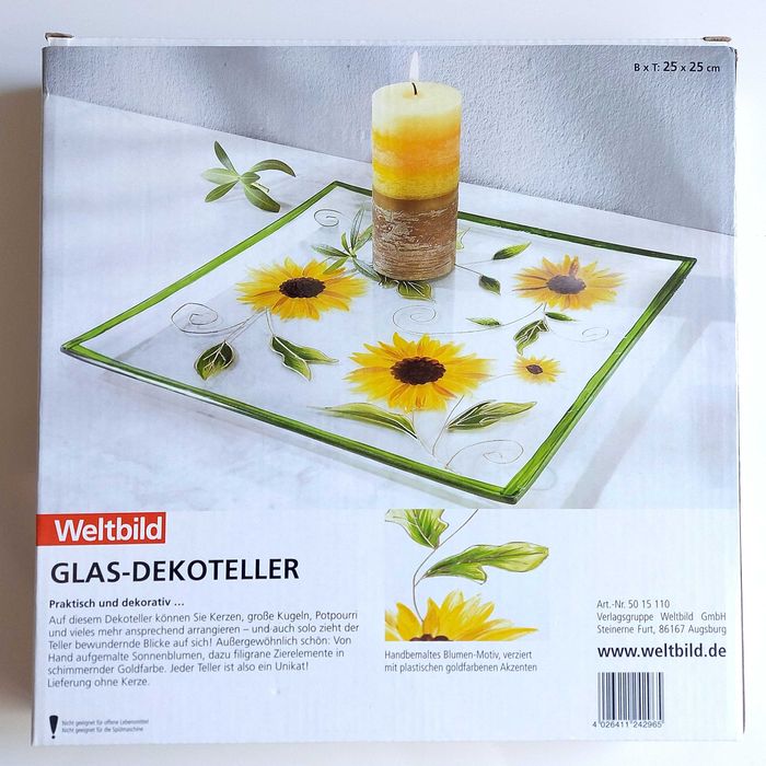Farfurie decor sticlă Weltbild pictată manual