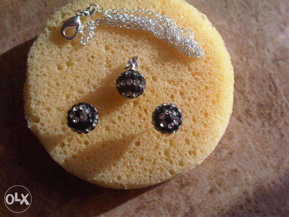 set bijuterii 3 in 1 argint 100% cercei + colier + pandantiv