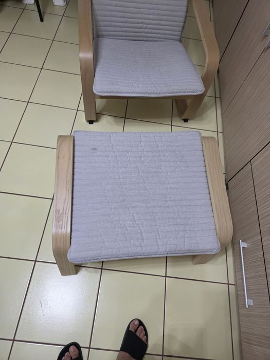 Fotoliu și taburet ikea furnir mesteacăn bej deschis