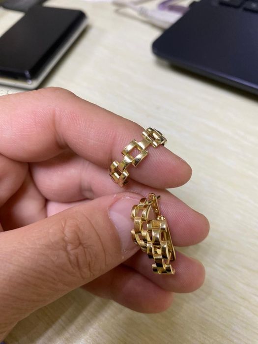 Комплект кольцо серьги золото