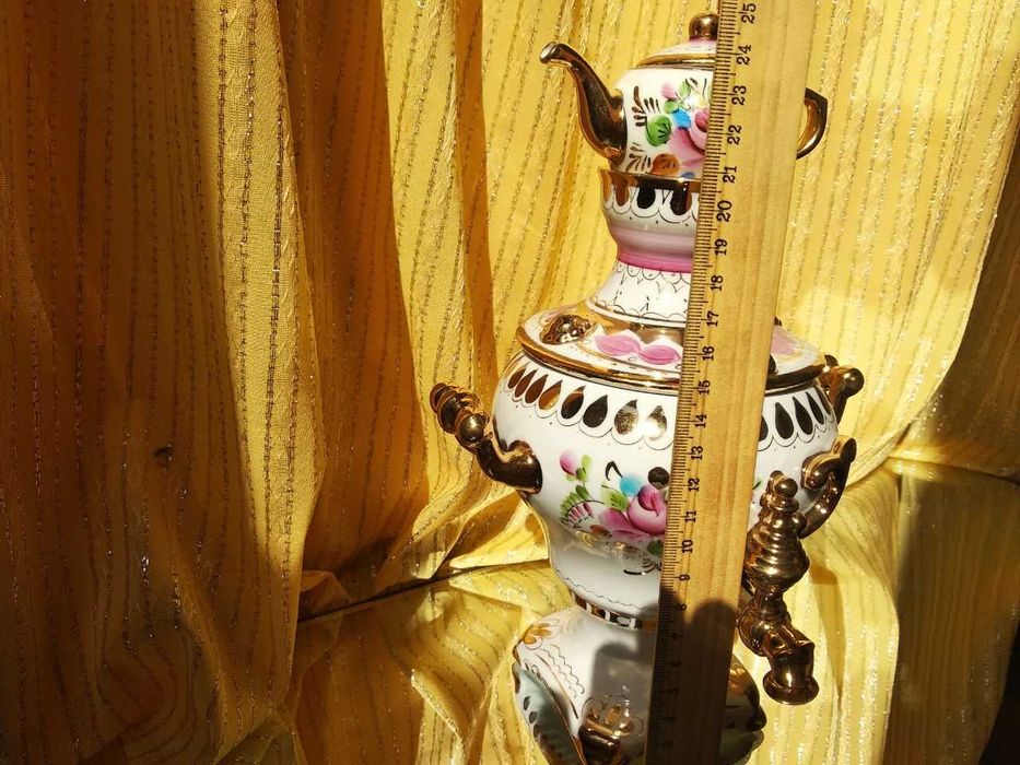 Самовар позолоченный Синий и Розовый