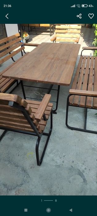 Скамейки, стол, кресла