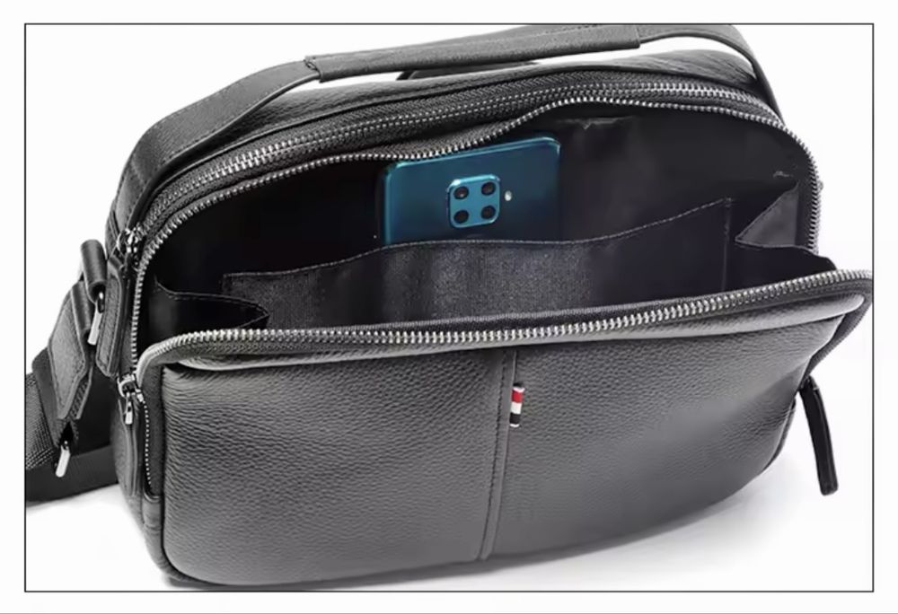 Мъжка кожена чанта за през рамо•Ежедневна сЛуксозно/Правоъгълен дизайн