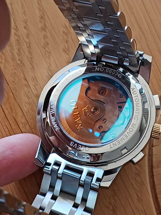 Olevs Хронограф, Автоматik,Скелет,3 ATM,HDСветещ,Мултифункции,Календар