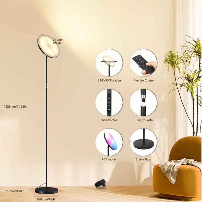 LED подова лампа OTREN/3000K-6000K/36W/димируема/RGB/дистанционно уп-е