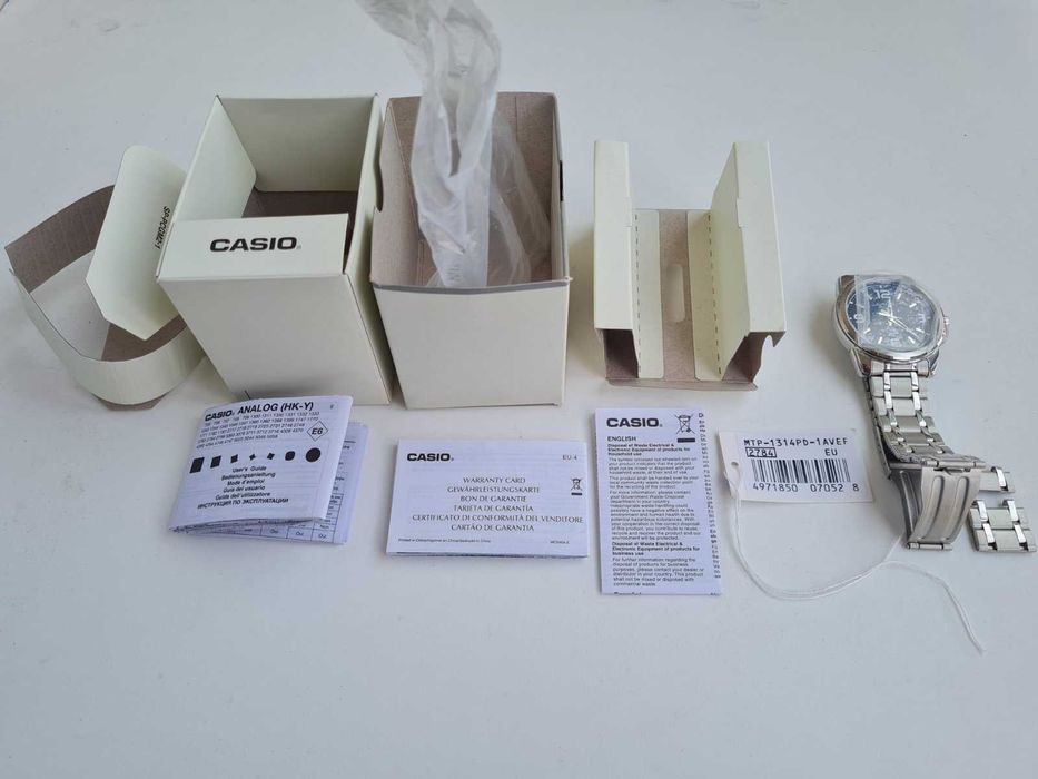 Casio MTP-1314PD-1AVEF мъжки часовник, стоманена гривна, 50M водоустойчив