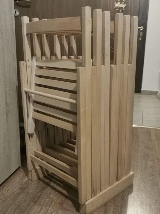 Scaune pliante lemn + suport