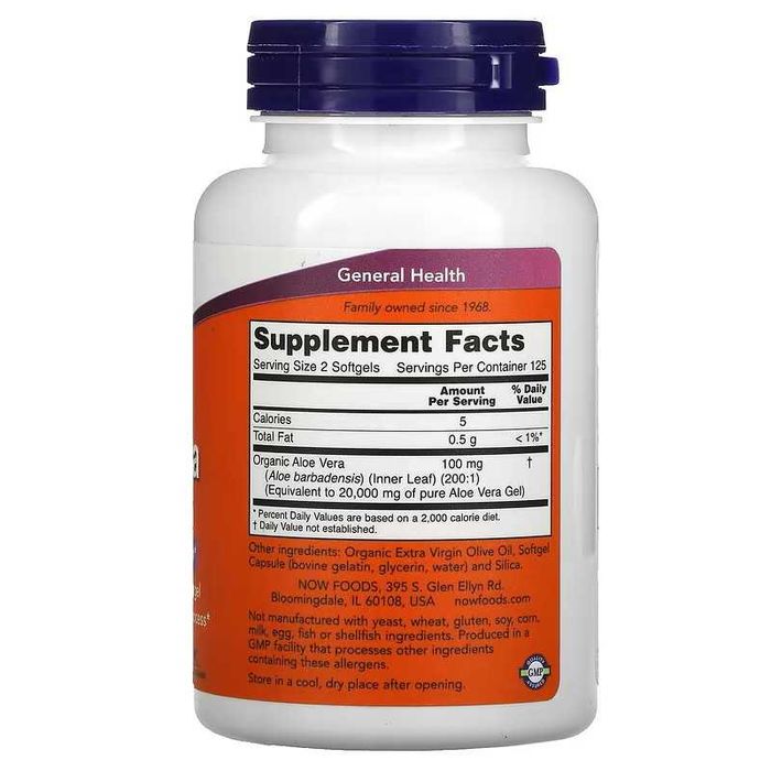 NOW Foods, алоэ вера в капсулах, 100 капсул