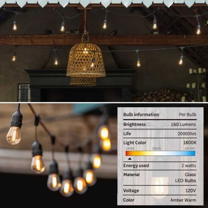 Водоустойчив гирлянд за външно осветление с 10 броя LED крушки