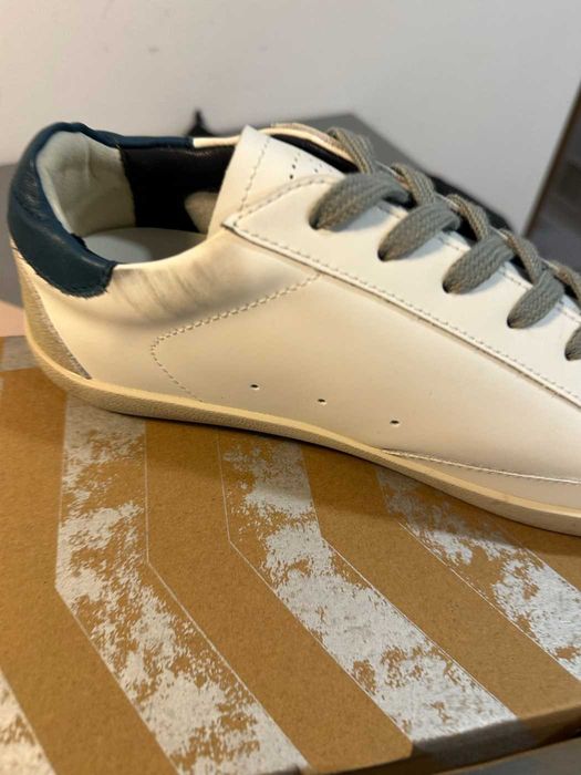 Golden Goose Superstar sneakers piele stea gri toc bleumarin