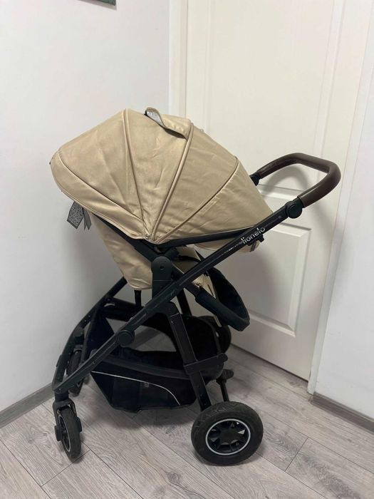 Cărucior Lionelo Bianka 3 în 1, bej + Scoică Astrid i-Size + Bază ISOFIX
