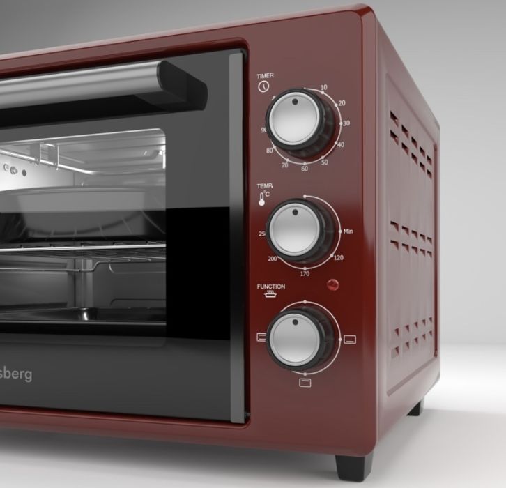Настольная электропечь Hausberg HMO-360RE красный