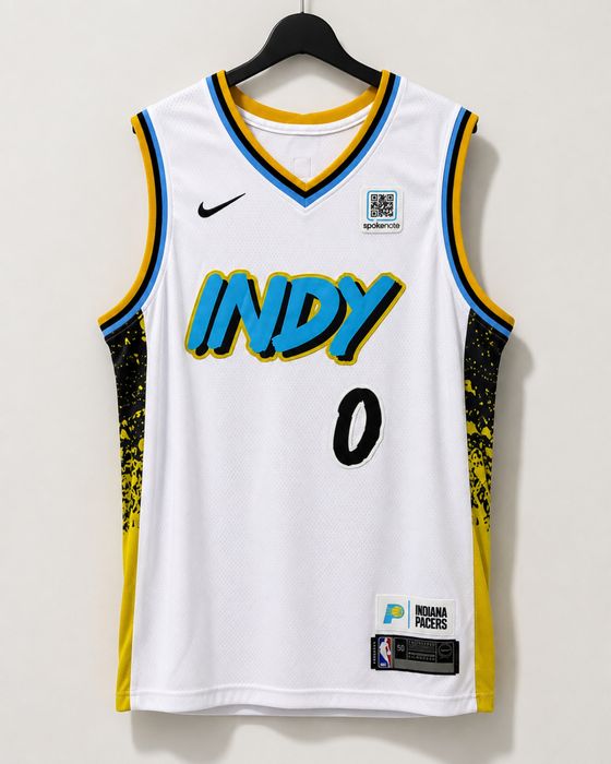 Nike Tyrese Haliburton Indiana Pacers City Edition Баскетболен Потник (White)
