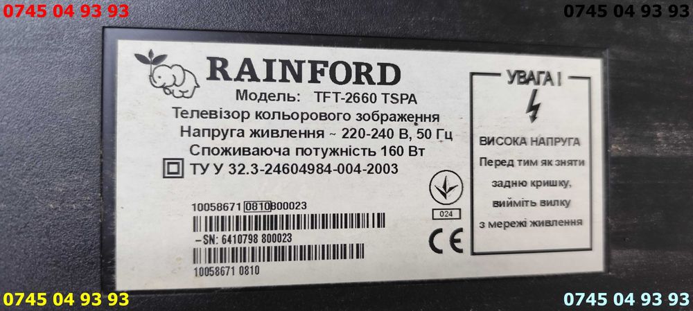 televizor rainford TFT 2660 ecran spart electronica buna telecomanda