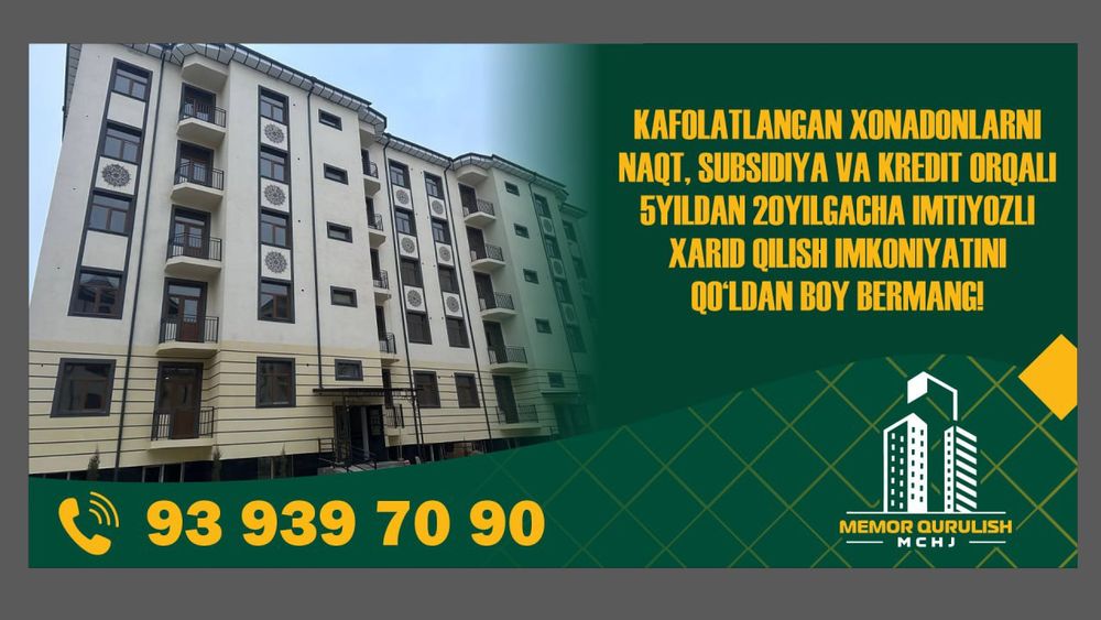 Jundor cityda qurilgan yamgi domda 2 va 3 xonali kvartiralar sotiladi