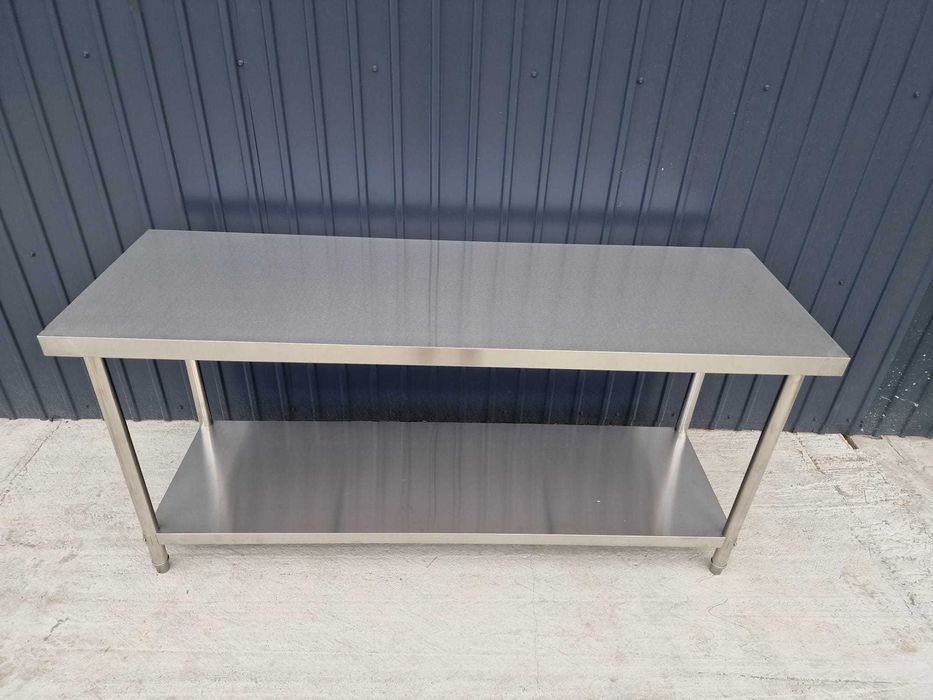 Masa inox cu rebord cu 1 poliță 160x70x85 cm,transport gratuit