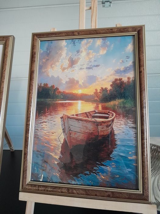 3 Tablouri decorative cu pânză imprimata canvas, rama lemn 33/24 cm