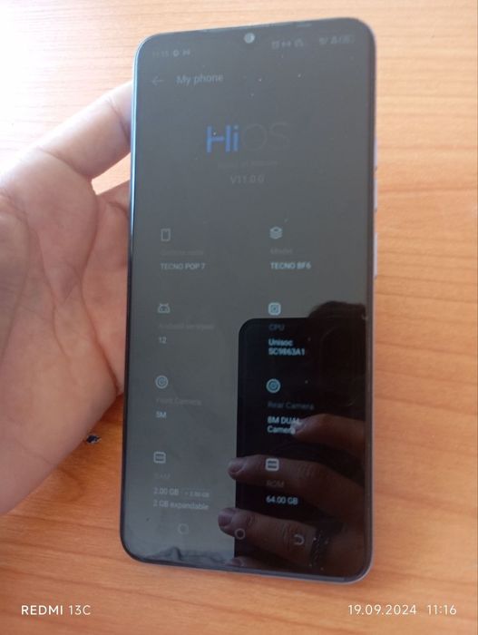 Tecno pop 7  4.64gb