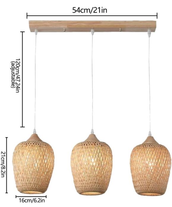 Дървен бамбуков полилей 3 часто