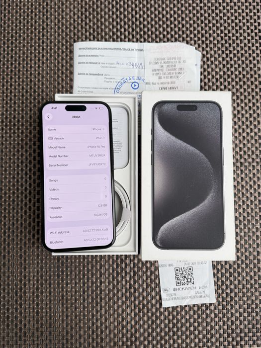 Лизинг 37лв/м iPhone 15 pro BLACK айфон 15 про 128 черен