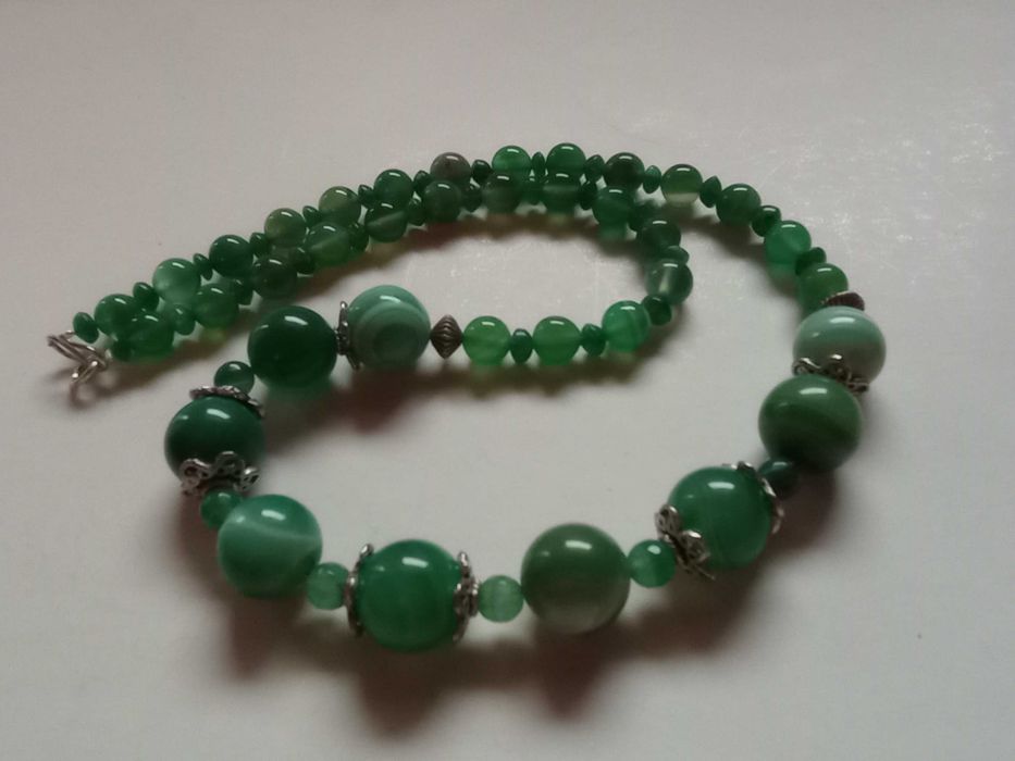 colier agate verzi striate,clasic,elegant