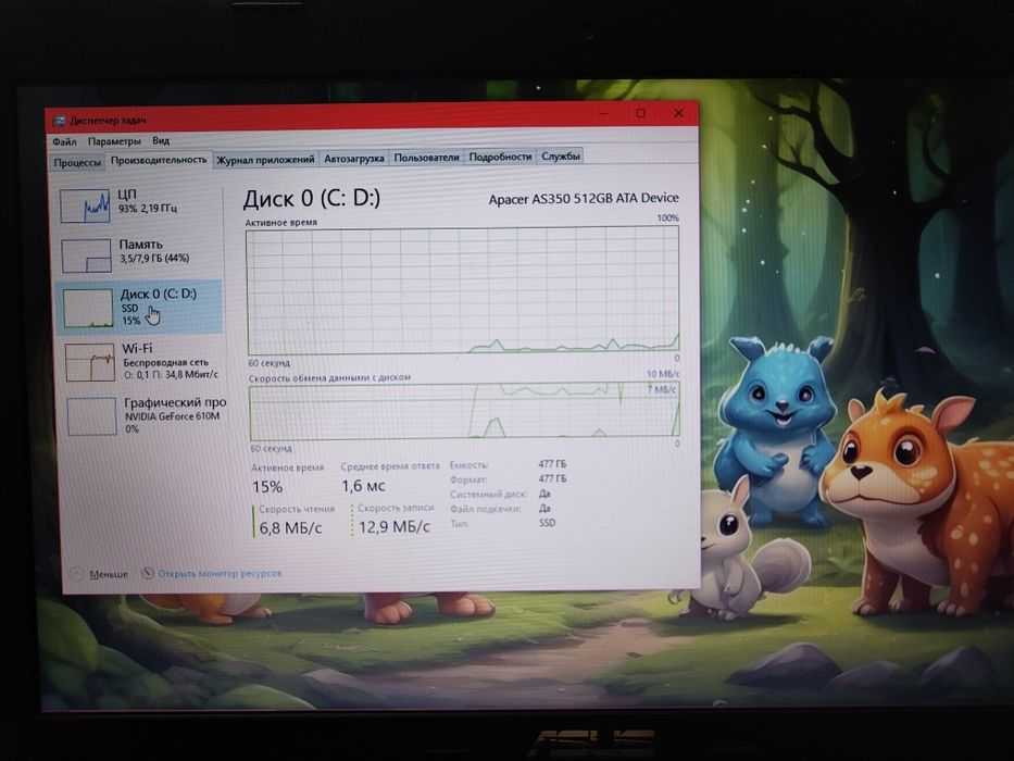 Ноутбук ASUS ssd 512gb