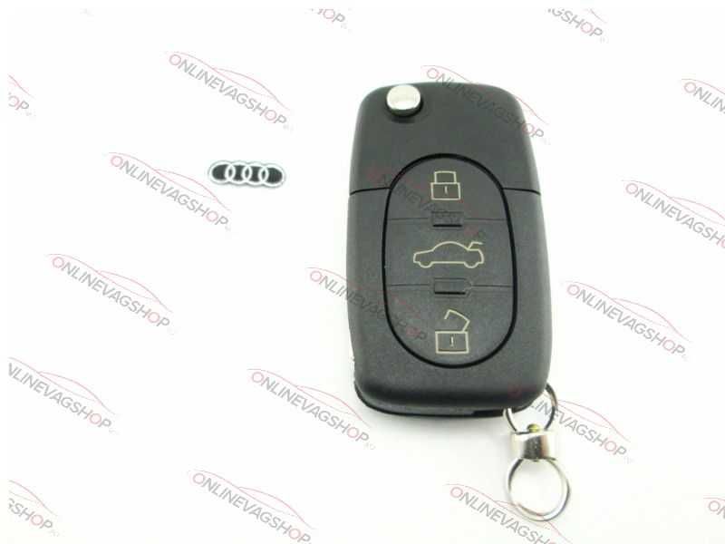 Carcasa cheie Audi 3 butoane briceag cu 2 baterii CR1616