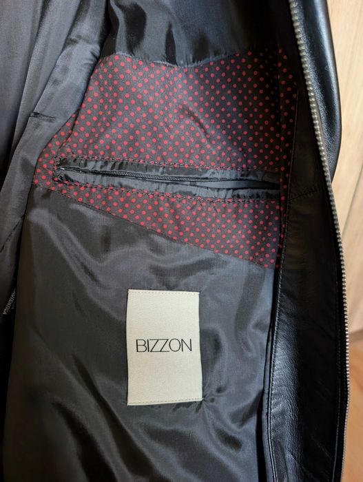 Луксозно мъжко кожено яке Bizzon, 100% агнешка кожа, като ново, черно