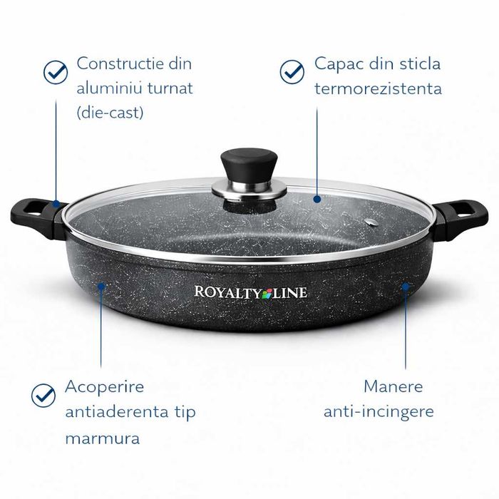 Oala joasa din aluminiu turnat cu acoperire marmura 36 cm Royalty Line